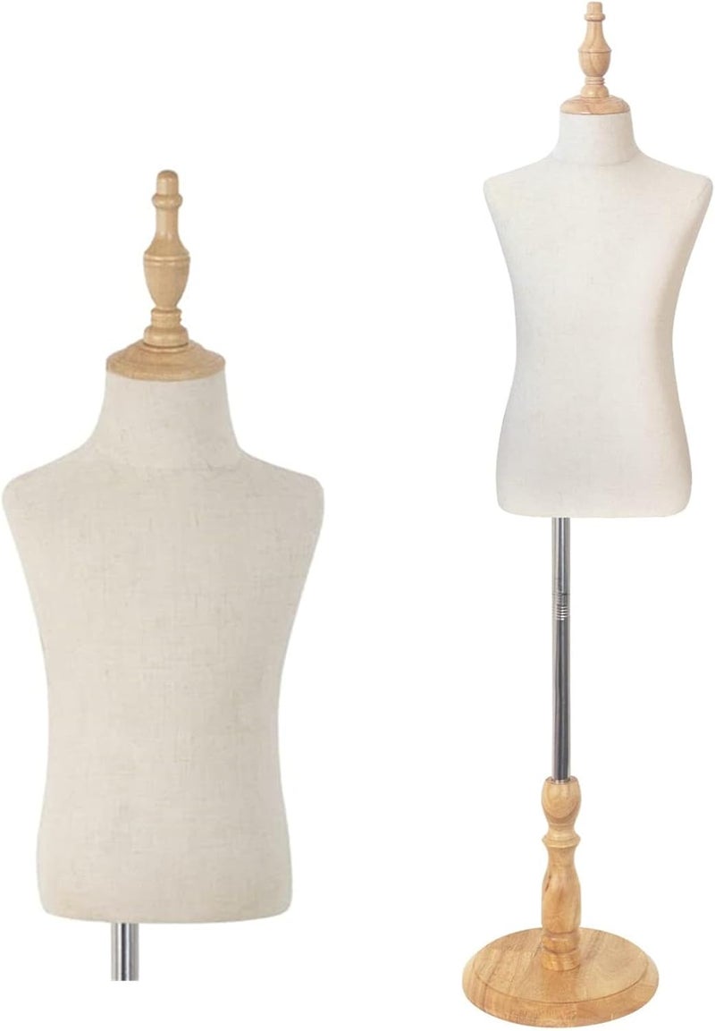 EaseHome Kids Mannequin Body,Child Dress Form with Wood Stand,Adjustable Girl and boy Dress Form for Apparel Scarf Window Shop Display, 10-11 Years Old - Image 1